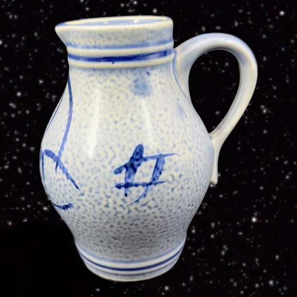Staffel Stoneware Pitcher W Germany Cobalt Blue Salt Glaze Pottery Stoneware 5”T - Picture 1 of 10